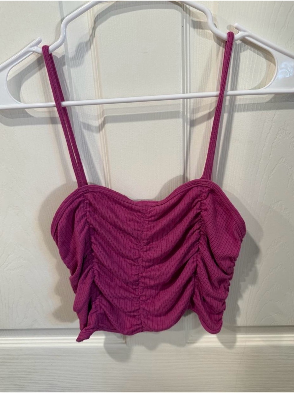Urban Outfitters Magenta Ruched Ribbed Cami